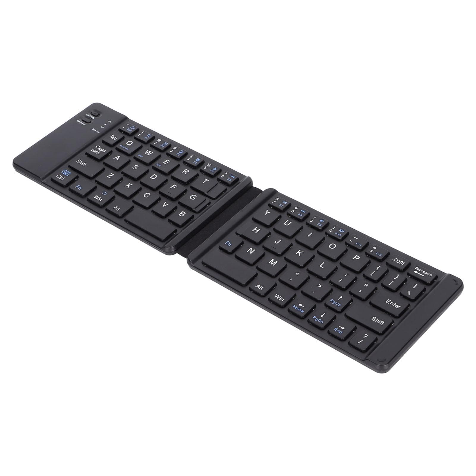 Folding Wireless Keyboard Portable Mini Wireless Keyboard for Mobile Phone Tablet with Built in black