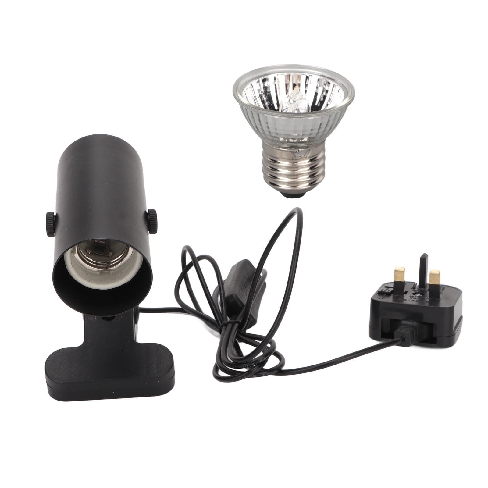 UVA UVB Reptile Light Bulb 50W Full Spectrum Sun Lamp Sunbathe Heat Lamp with Clamp for Amphibians black