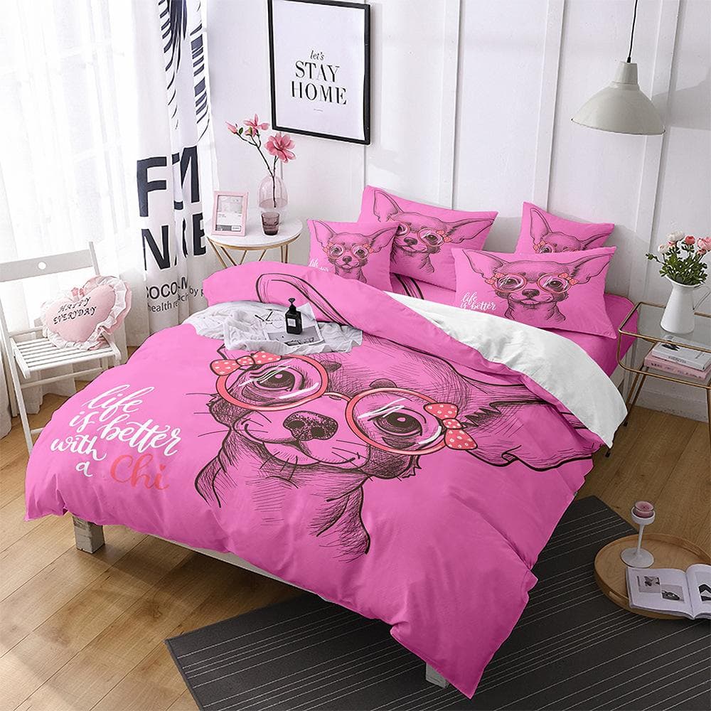 Dog Comforter Cover Kids Cute Cartoon Dogs Duvet Cover for Boys Girls Pet Puppy Animal Bedding Set Pug Bulldog Bedspread Cover 70x133cm 2pcs
