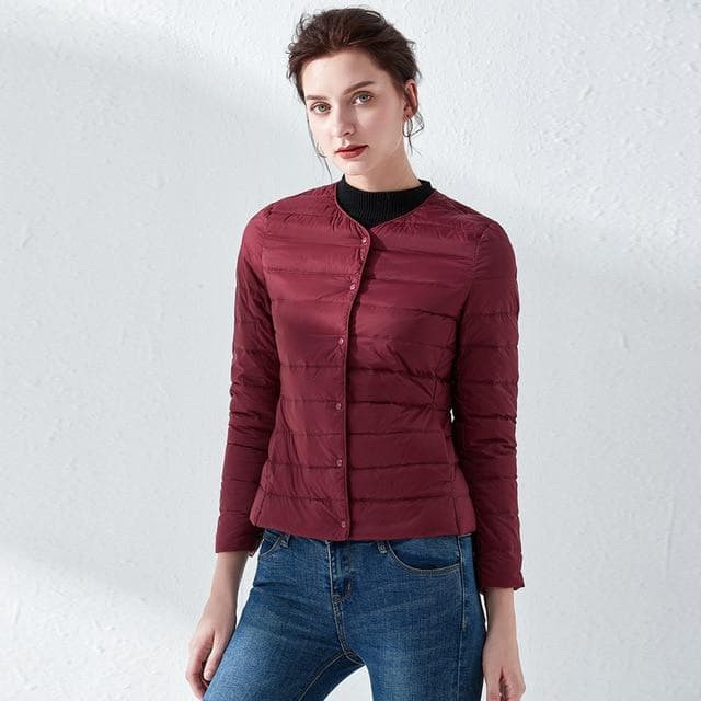 Ultra Light Duck Down Women Matt Fabric Lightweight Coat Warm Female Windbreaker Parka Women's Down Jackets Plus Coats M wine