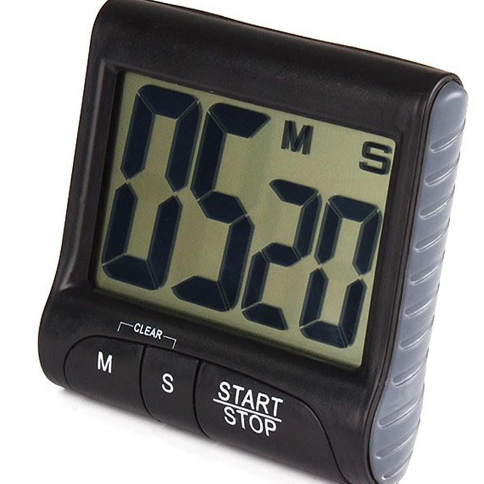 Digital Kitchen Timer with Strong Magnet Back Stand Hanging Hole Loud Alarm Large LCD Display black