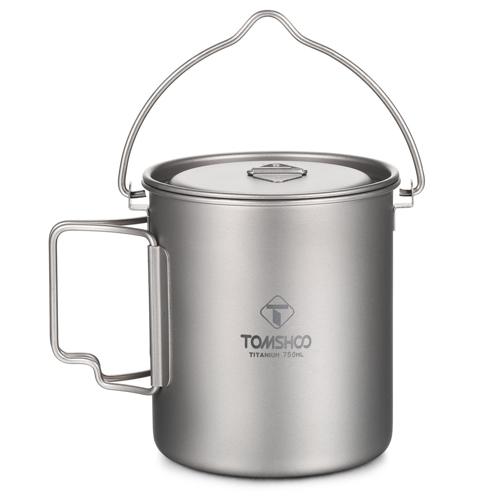 TOMSHOO Titanium Pot 750ml/900ml/1100ml/1600ml/2000ml/2800ml Ultralight Hanging Pot with Lid and 750ml
