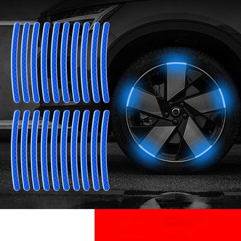 NEW 20pcs Car Hub Reflective Sticker Car accessories Decorative Strips General for use of bicycle automobile and motorcycle tyre 20 pcs blue