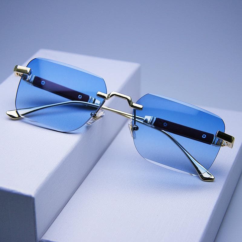 New Fashion Square Frame Mens Sunglasses UV400 Mirrors Frameless Casual Metal Sun Glasses Versatile Sunshade 1PC