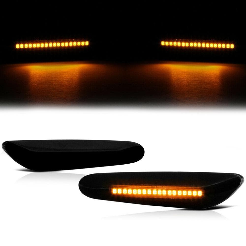 2 Pcs Smoke LED Side Marker Light Turn Signal Light Lamp For BMW 3 Series E46 E60 E90 E92 E93 E87 black