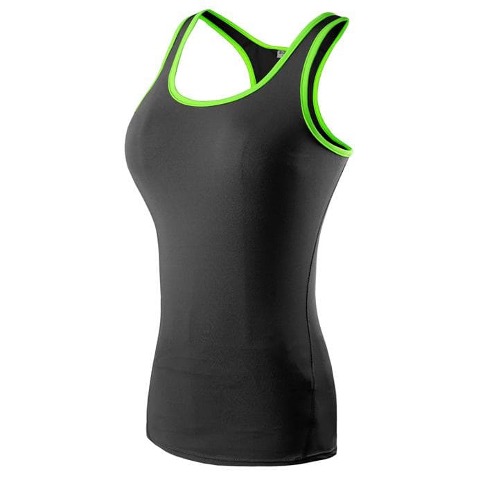 Women Yoga Vest Home Gym Fitness Sleeveless T Shirt Sports Clothes Gym Running Workout Tank Tops S black/green