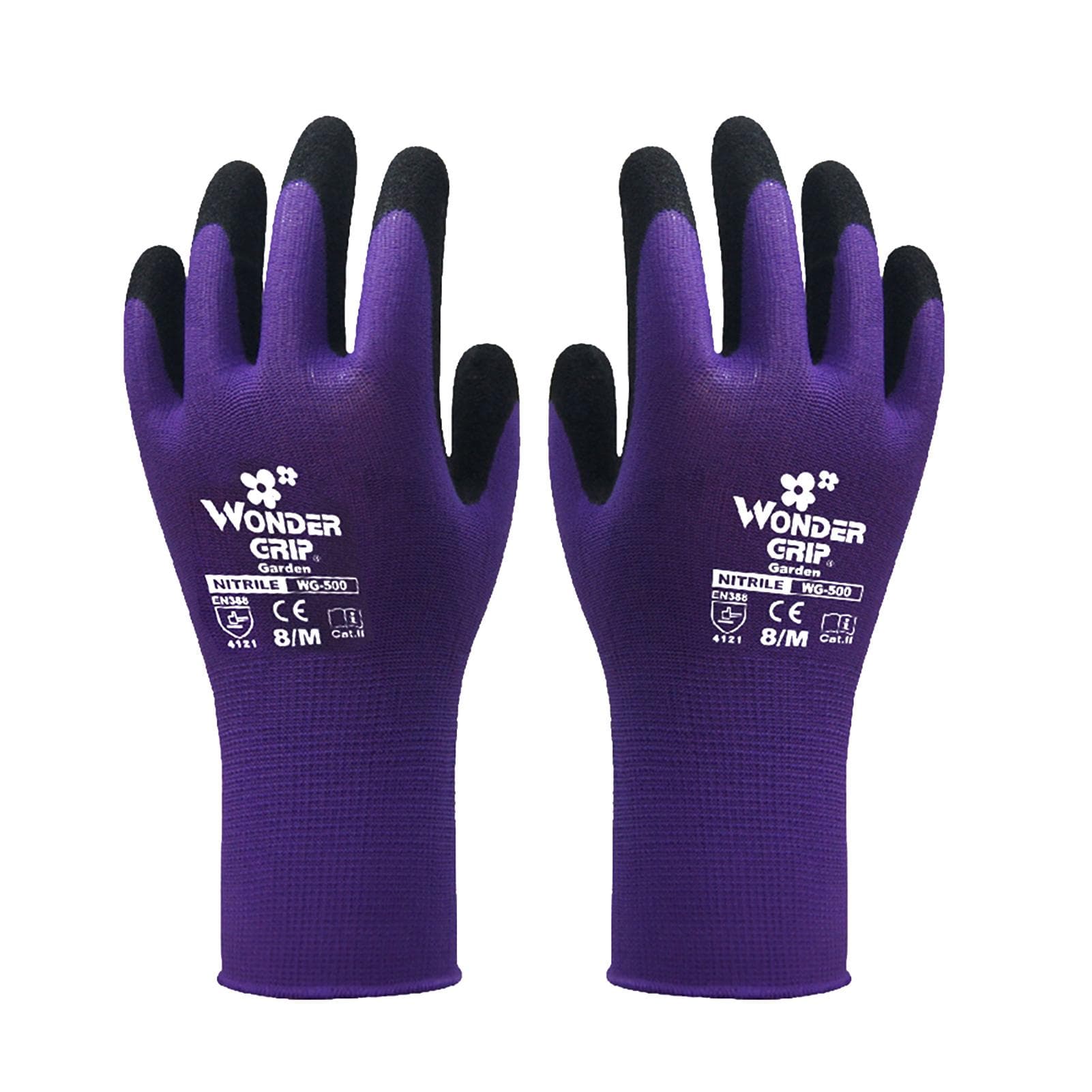 1 -Pair Nitrile Impregnated Work Gloves Thin Breathable Wide Use Purple L Size M purple