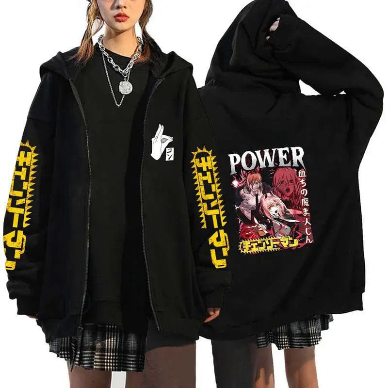 Anime Chainsaw Man Zip Hoodies Sweatshirts M