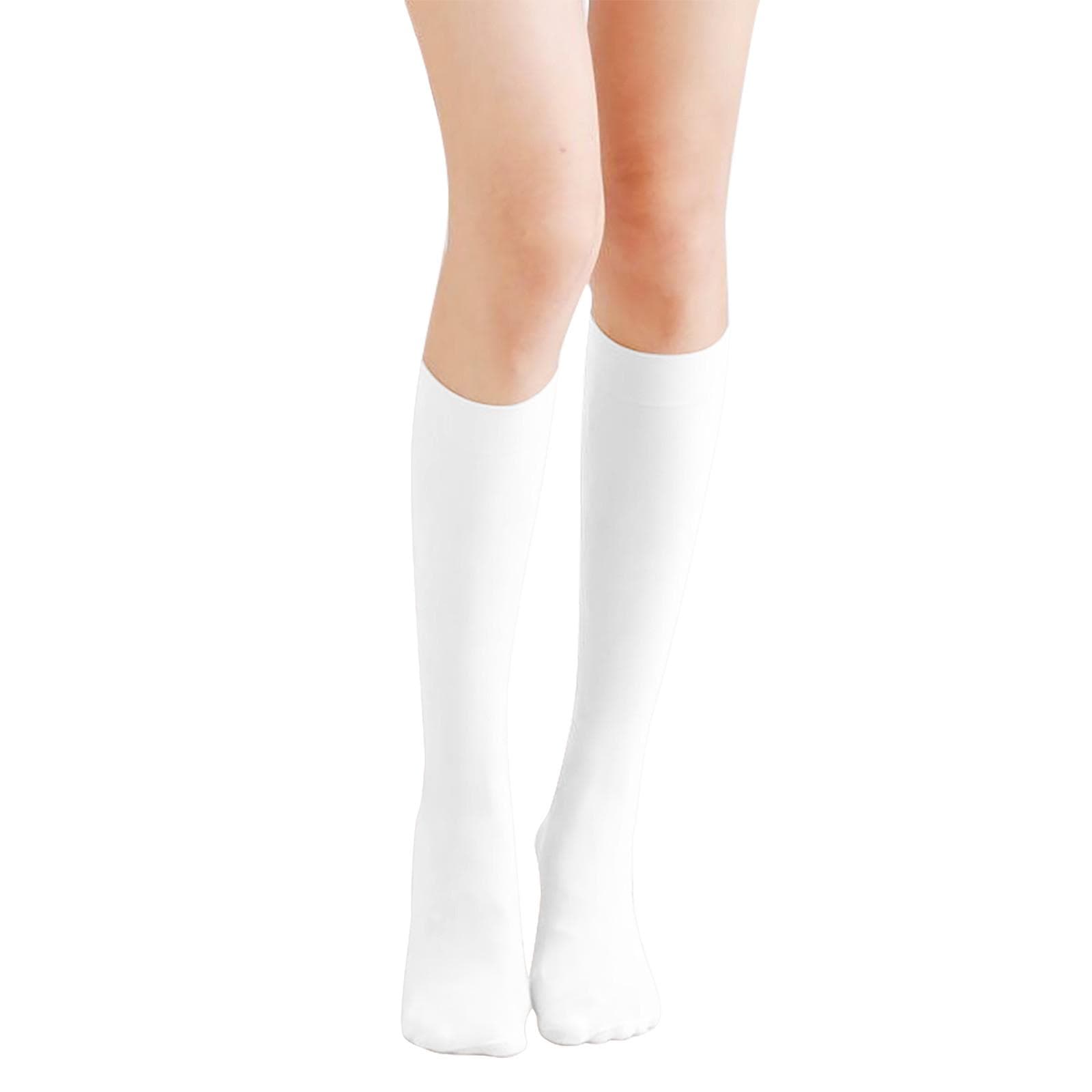 Womens Soft Opaque Knee High Socks Abrasion-resistant Non-smelly Knee Socks One Size white