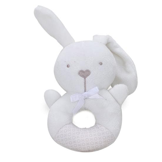 Soothing Cozy Grip Lovely Rabbit Elephant Baby Bed Bell Rattle Cartoon Soothe Toys Plush Toy Rabbit