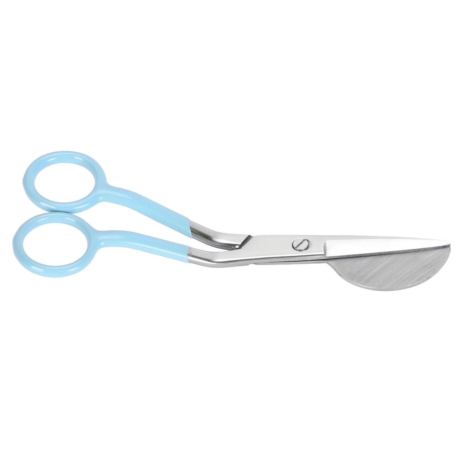 6 Inch Duckbill Scissors Stainless Steel Blades Duckbill Applique Scissors Ergonomic Sewing lake blue