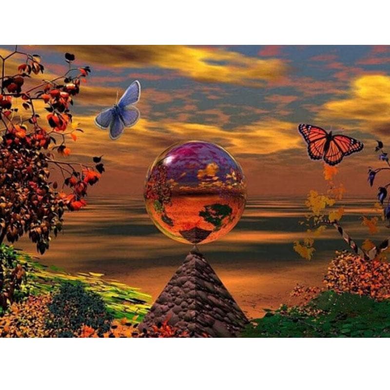 Diamond Embroidery Pyramid and Ball Diamond Painting Cross Stitch Needlework Crafts Diamond Puzzle 20X30CM