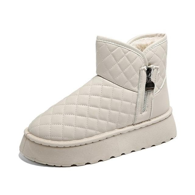 Women Snow Boots Winter Warm Plush Boots Women Waterproof Slip-on Women Shoes Flat Casual Winter Shoes Ankle Boots for Women 41 white