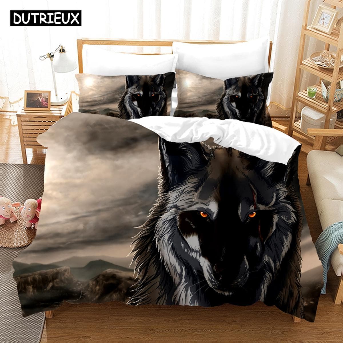 3D The Wolf Series Bedding Sets Duvet Cover Set With Pillowcase Twin Full Queen King Bedclothes Bed Linen AU Double(180x210cm)