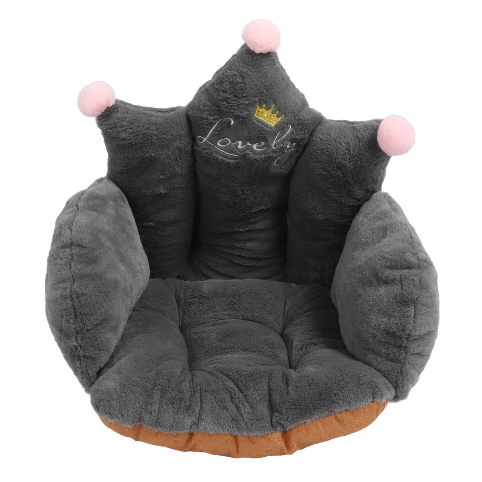 Office Chair Cushion Semi Enclosed Crown Shape Polyester Fiber Seat Cushion for Dormitories Home L dark gray