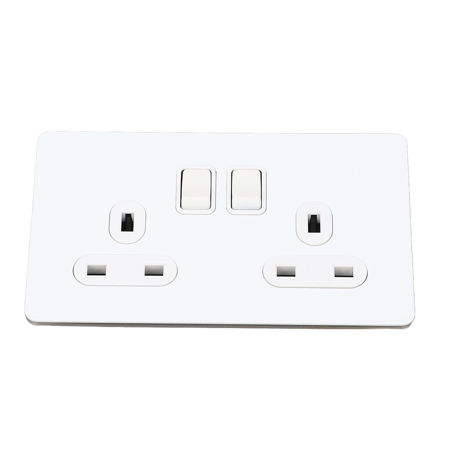 Wall Socket Dual Switch Dual Gang Stainless Steel Panel Electrical Outlet White 13A