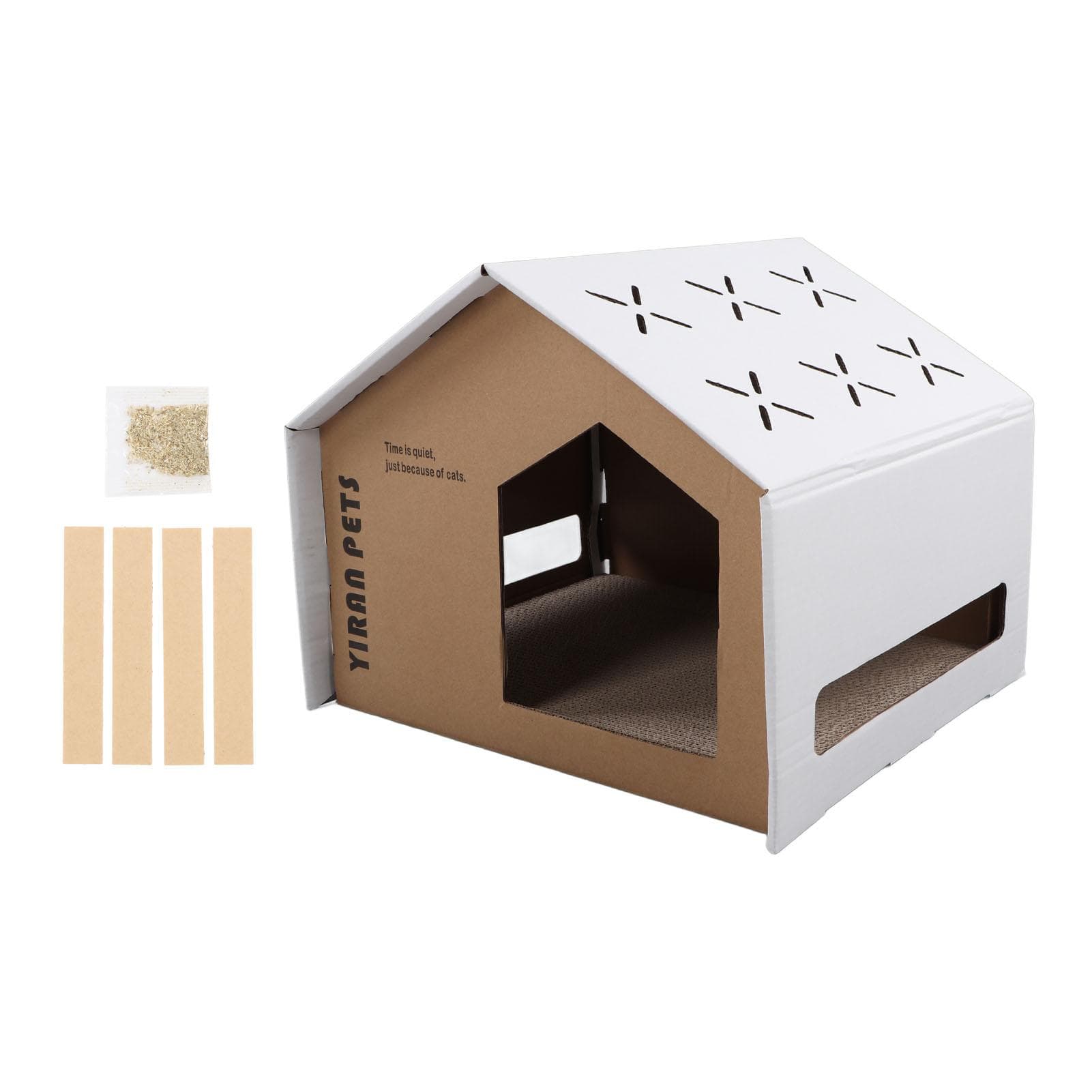 Cardboard Cat House Cute Portable Large Space Claw Grinding Relaxing High Density Cat Scratcher 008 2