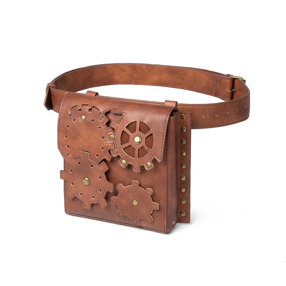 European and American Retro Women's Bag, Brown Gear Outdoor Mobile Phone, Small Change Mini Bag, Versatile Casual Waist Bag