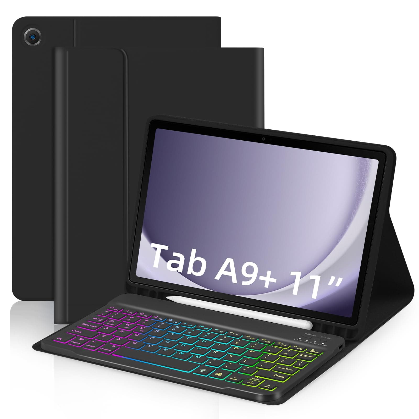 For Samsung Galaxy A9 Plus 5G Keyboard Tablet Case Transform Your Tablet into a Laptop with black