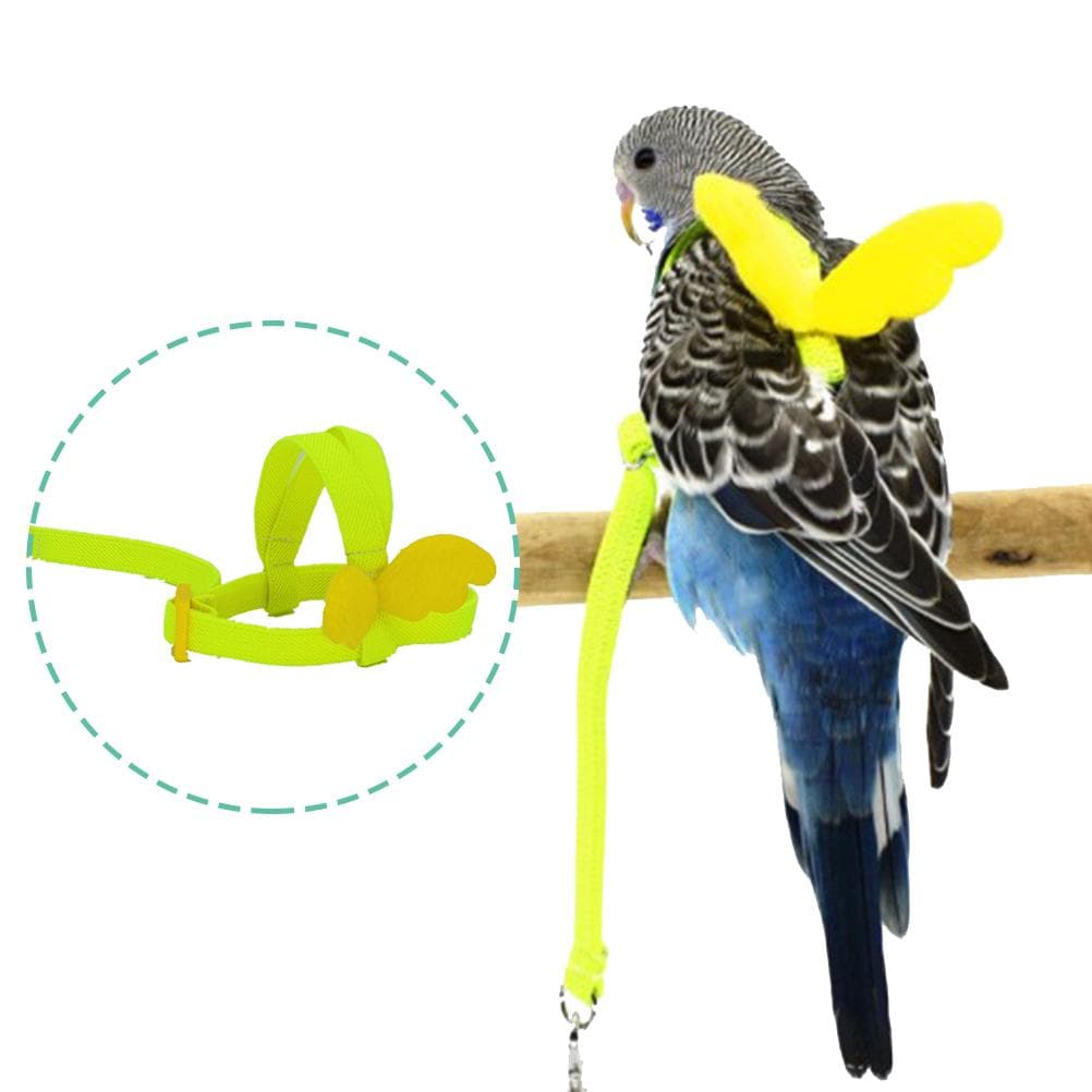Cute Winged Harness and Leash for Small Birds Flying Training Outdoor Adjustable Winged Harness and yellow