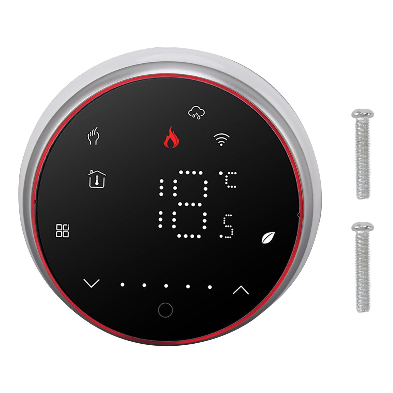 Wireless WiFi Smart Thermostat LED Display Voice APP Control AC95~240V Energy Saving Smart Round black