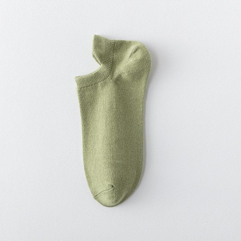 Women's Japanese Spring & Summer Socks: Comfortable, Breathable, Non-Slip, Solid Color, Low-Cut Boat Socks. green