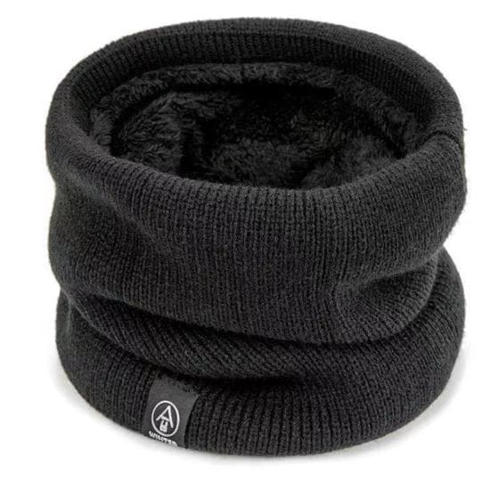 Knitted Neck Warmer Fall Winter Windproof Thick Plush Lining Solid Color Warm Cold Weather Men Women Outdoor Cycling Neck Protector Scarf black