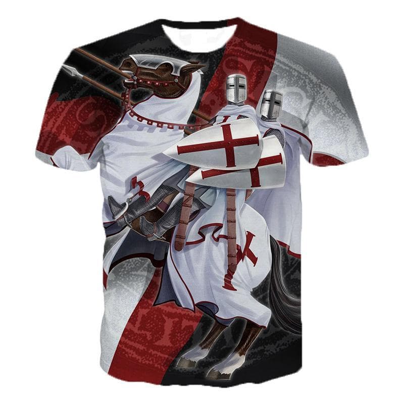 Knight Templar Men's T-shirt 3D Printing T-shirt Knight Templar Fashion Casual T-shirt Hip Hop Harajuku Streetwear Tops XS