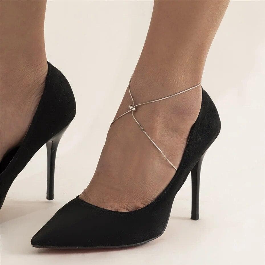 Ingemark Simple Adjustable Snake Bone Chain Anklet Bracelets for Women Girls Summer Beach Thin Link Female Barefoot Jewelry silver