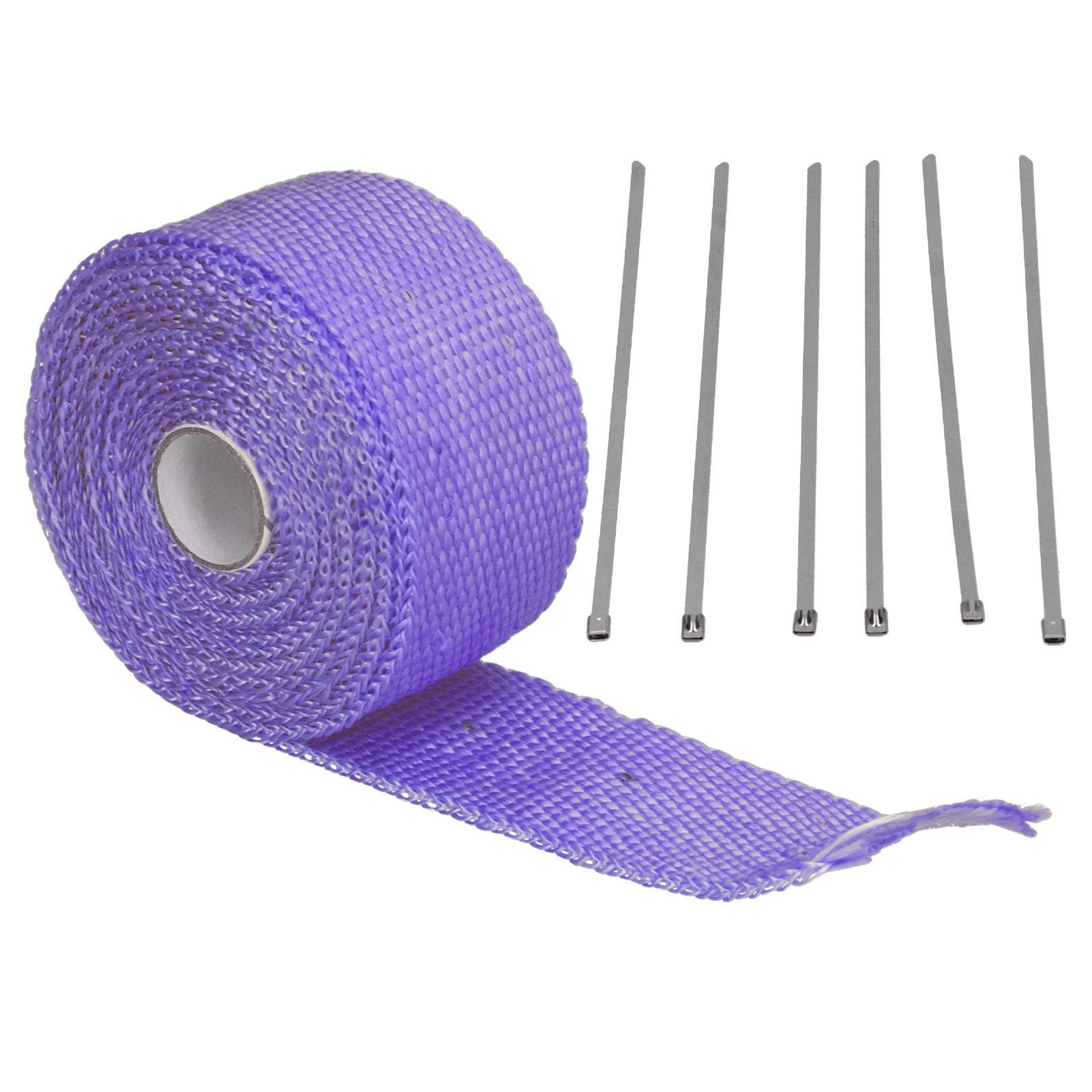 5m Exhaust Heat Wrap Insulation Tape Glass Fiber with Alloy Steel Tie for Car MotorcyclePurple