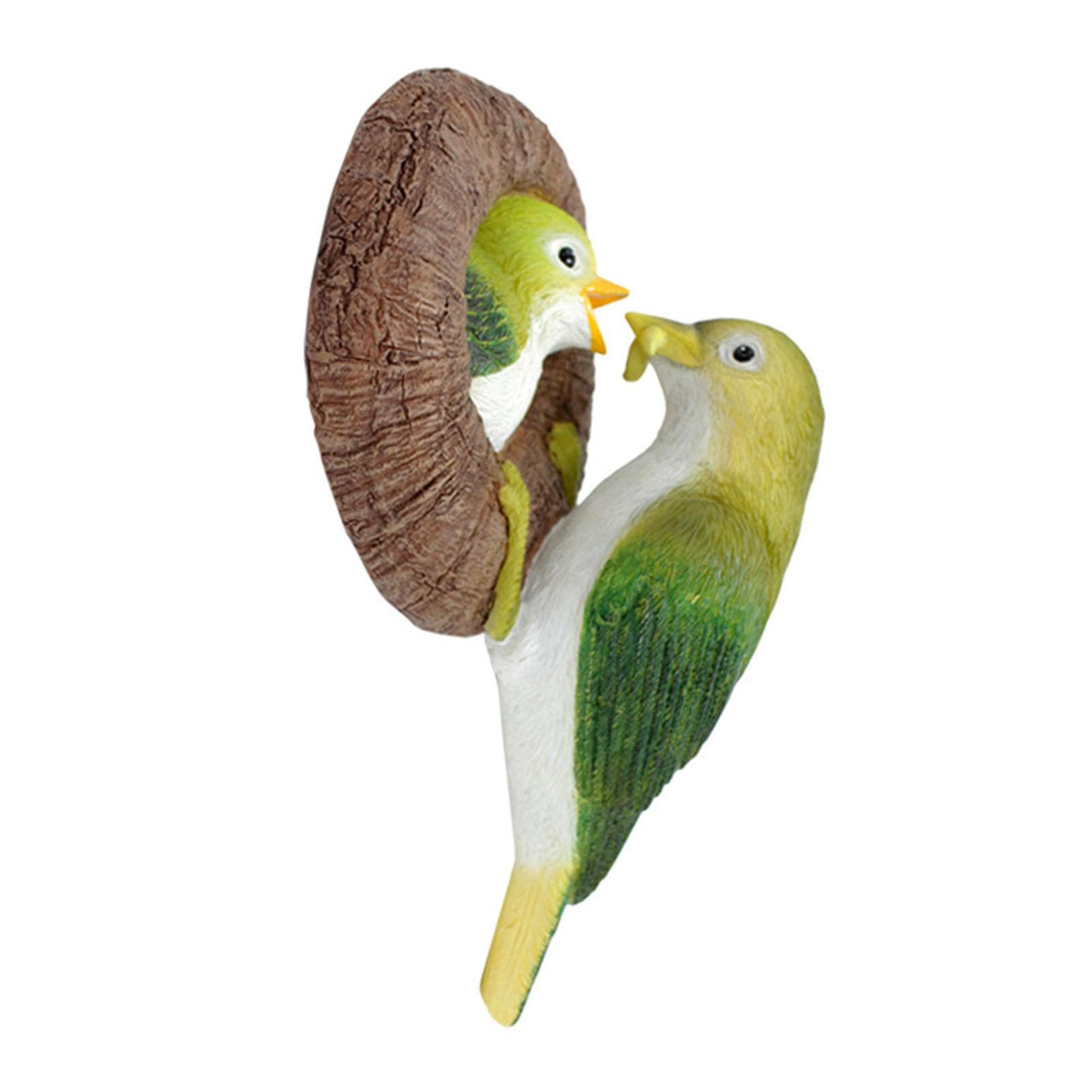 Simulated Bird Statue Resin Birds Peeker Figurine Sculpture for Tree Wall Garden Outdoor Decor
