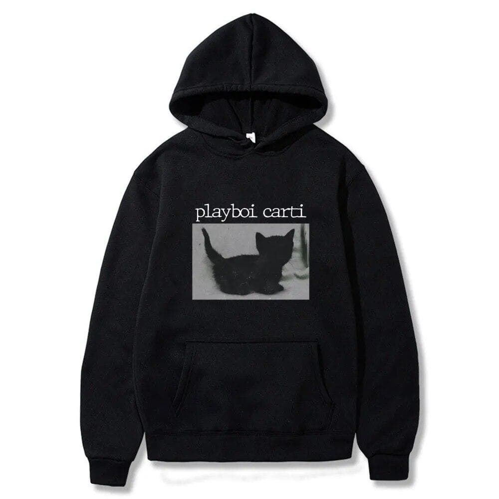 2024 Cartoon Playboi Carti Oversized Hip Hop Hoodie Cute Cat Print Hoodies Harajuku Sweatshirt Regular Mens Tops Men Streetwear M black