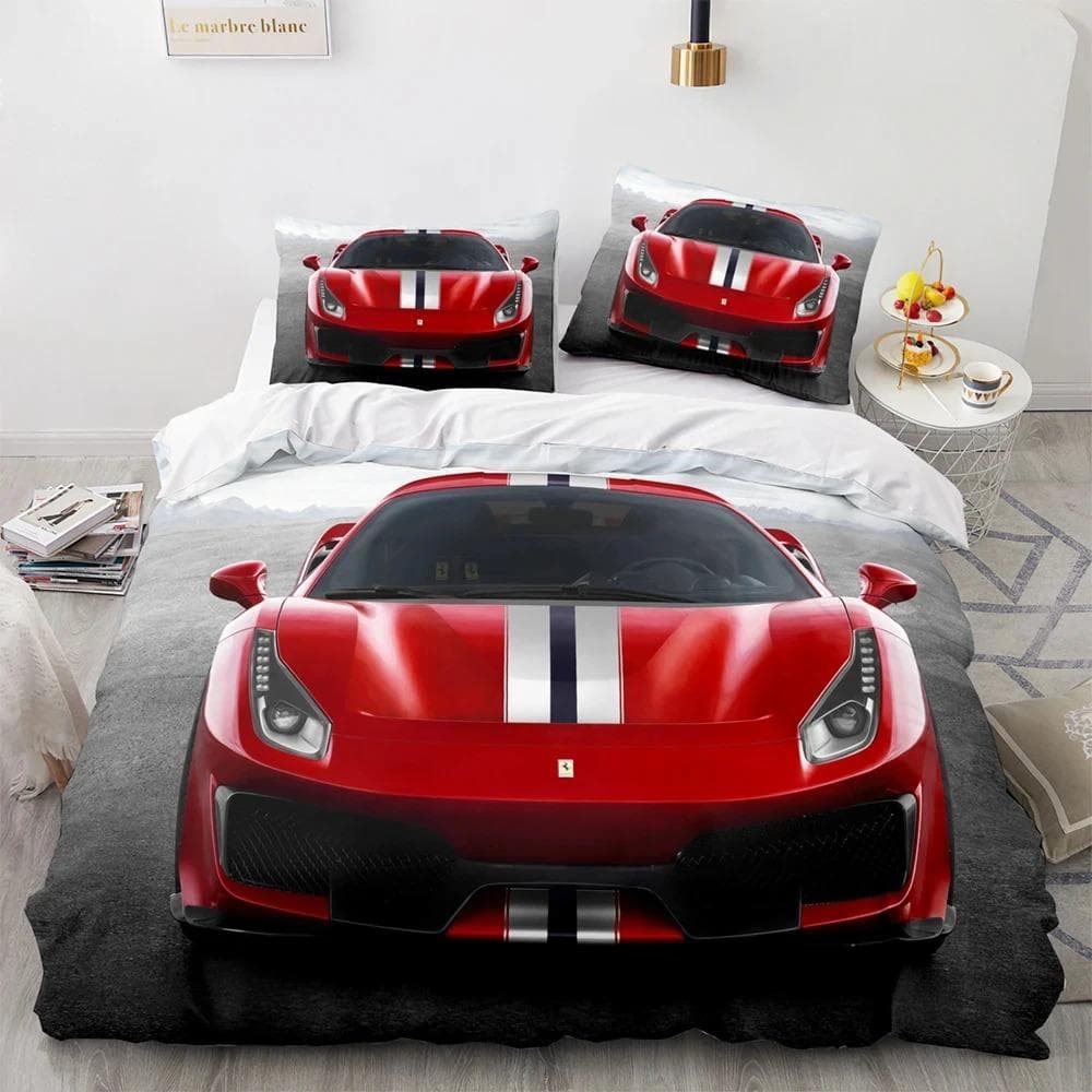 Sports Car Racing Bedding Set Single Twin Full Queen King Size SUV Truck Bed Set Aldult Kid Bedroom Duvetcover Sets Men Boy Gift 70x133cm 2pcs