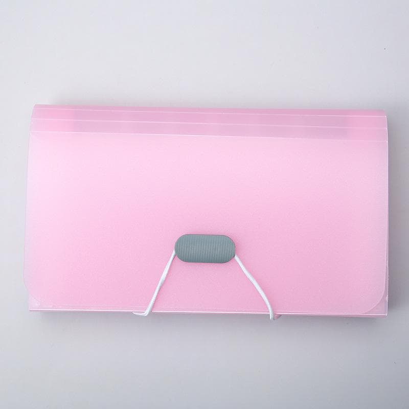A6 Expanding File Folder Buckle Wallet Organ Bag Documents Folders Organizer File Pouch Bill Folder Family School Office Binder pink