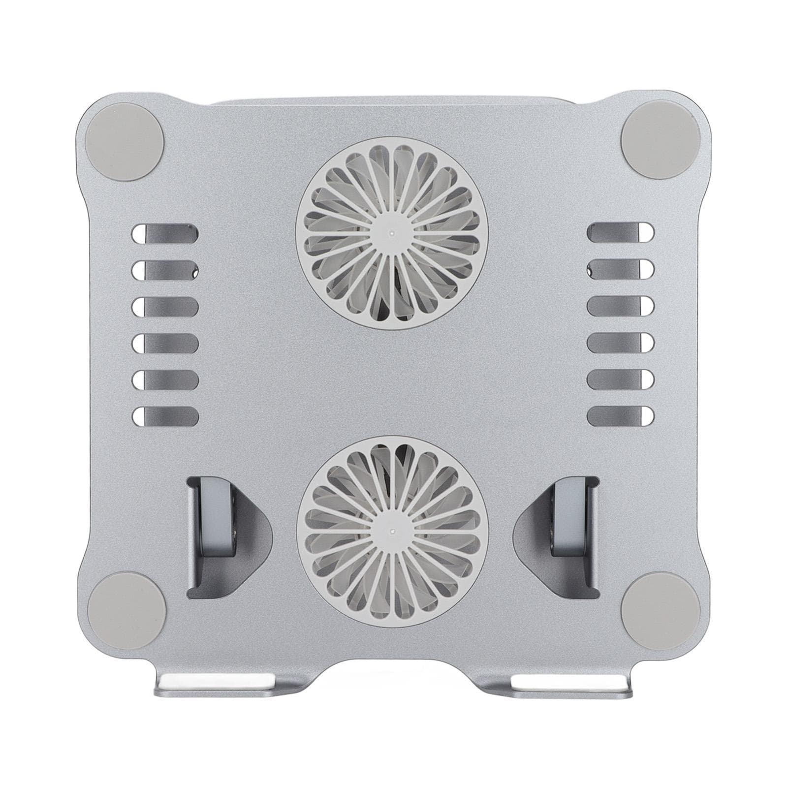 Aluminum Alloy Laptop Stand with 2 Cooling Fans Foldable Adjustable Laptop Cooling Stand for 10 to grey