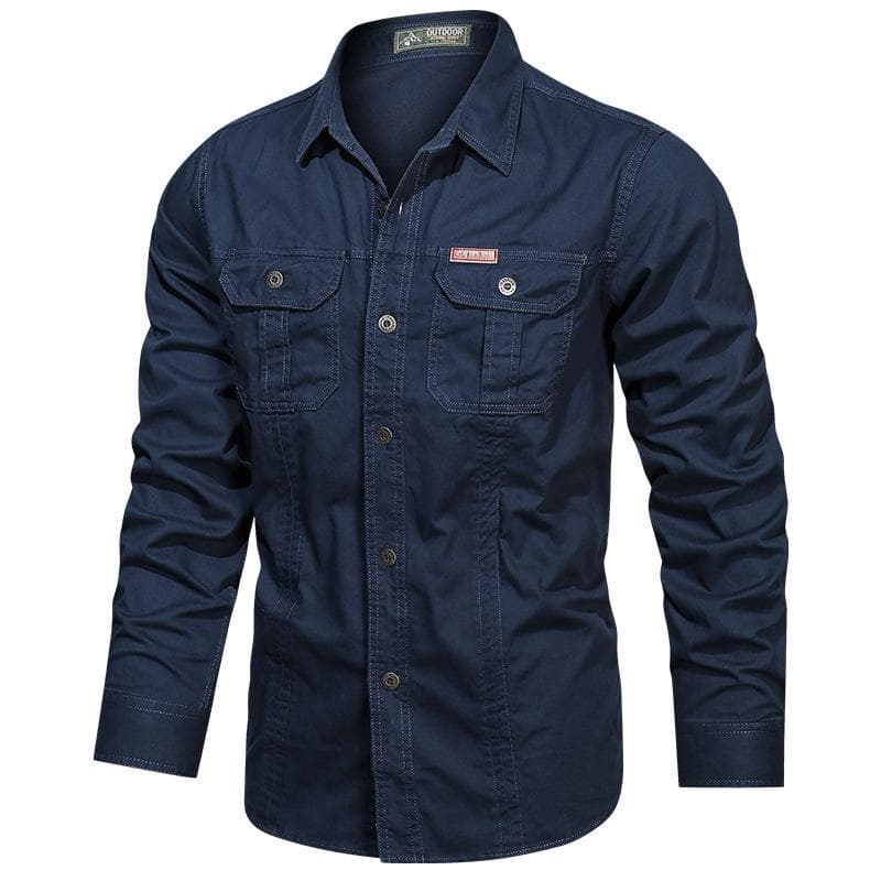 2023 Army Tactical Shirts Men Spring Autumn Military Casual Slim Cargo Tops Outdoor Wear-resistant Long Sleeve Work Shirt 6XL navy blue