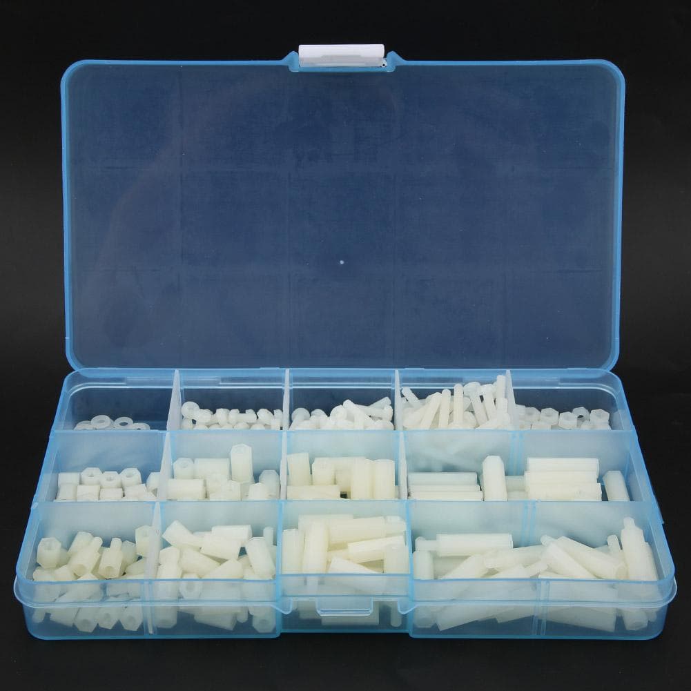 310pcs box M3 Nylon Screw Nut Washer Male Female Female Female Standoff Assortment Kit(White )