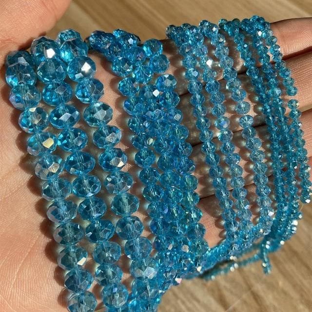 3/4/6/8mm Faceted Round Austria Crystal Beads Shiny Glass Rondelle Spacer Beads for Needlework Jewelry Making Diy Bracelet 15'' 8mm 65-68pcs Beads