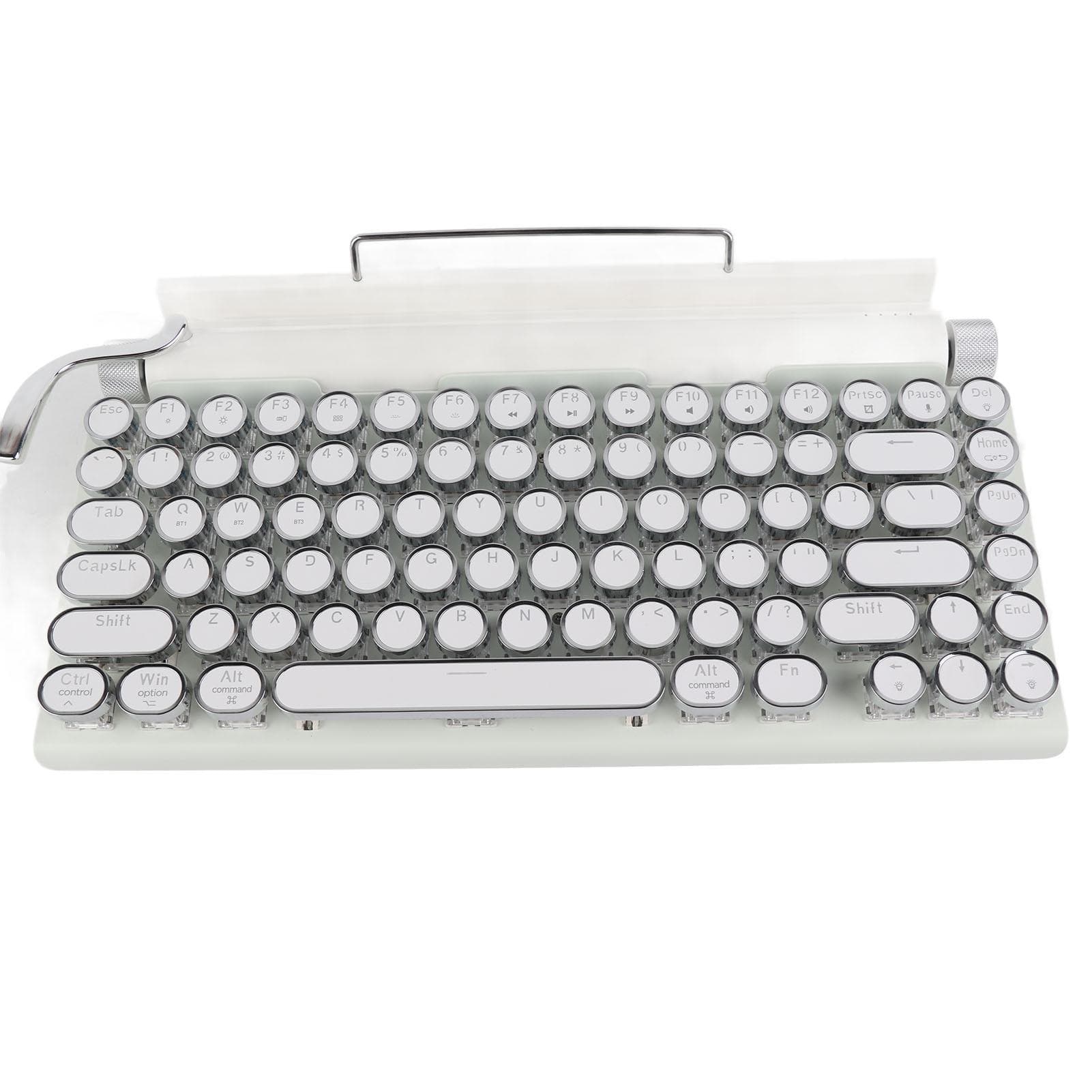 Mechanical Keyboard 83 Key Knob Control Round Keycaps Ergonomic Plug and Play 3 Modes Wireless white