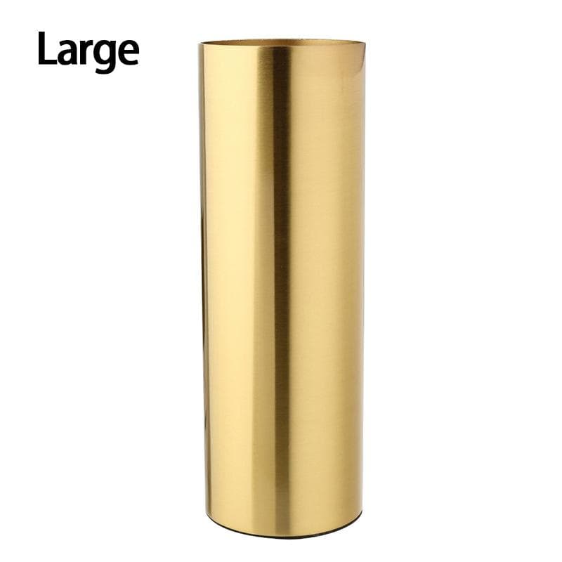 Modern Simple Straight Vase Living Room Desktop Flower Apparatus Electroplated Metal Flower Golden Nordic Decorations Ornaments Large gold