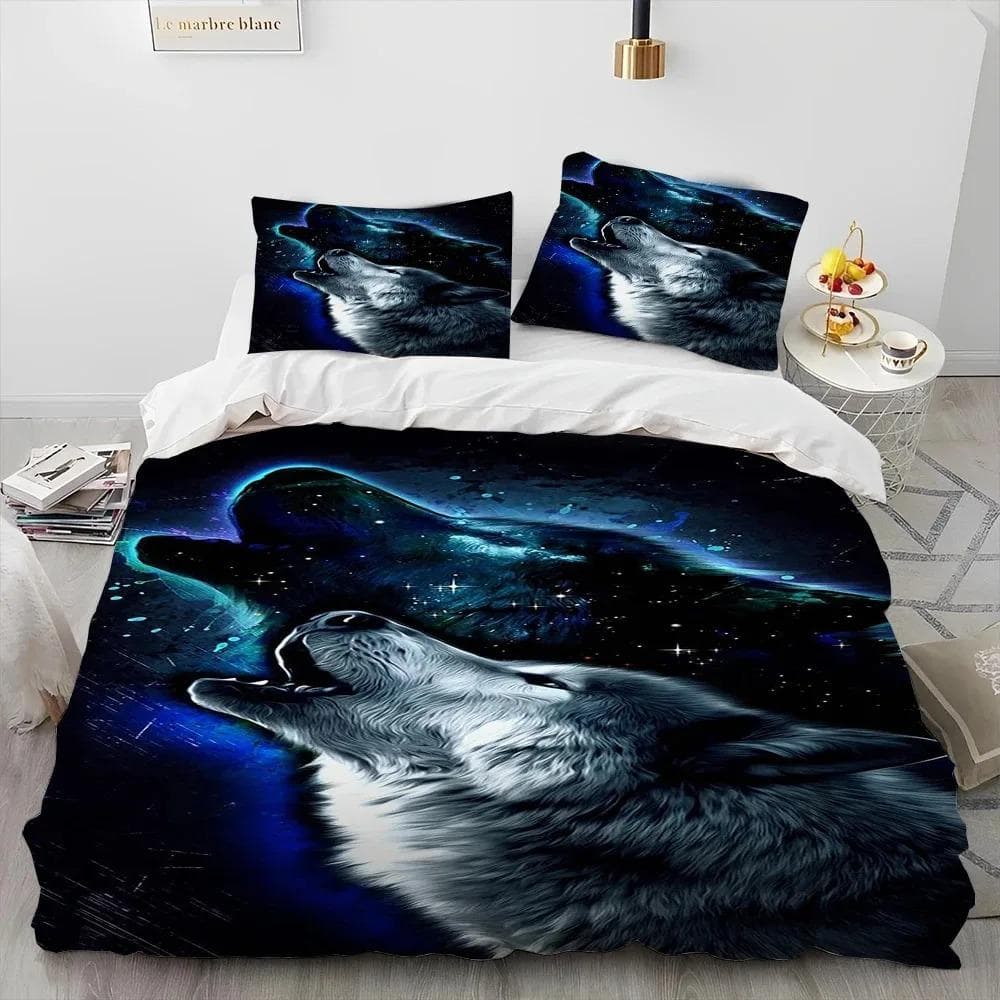 3PC Bedding Set Tiger Leopard Wolf Animal 3D Printed Duvet Cover BeddingSet Comfortable Breathable Luxury Sheet Cotton Bedding 70x133cm 2pcs