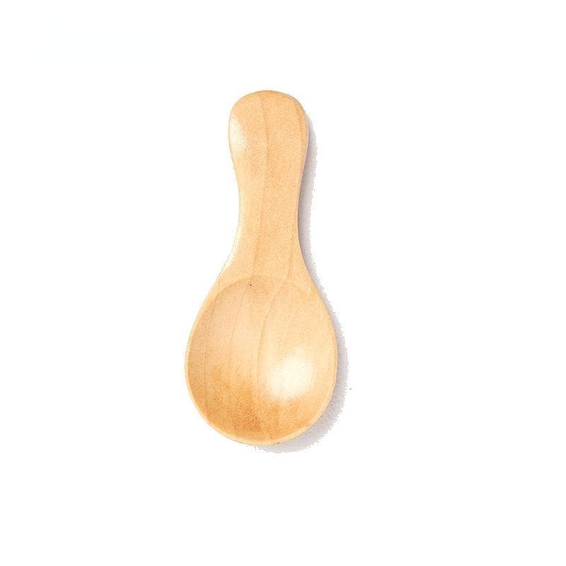 Mini Natural Wooden Spoon Scoop Tea Coffee Condiment Salt Seasoning Sugar Spoon Ice Cream Spoon beige