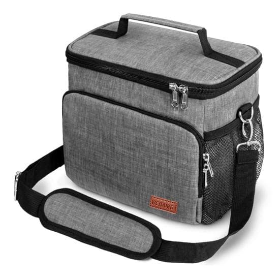 Insulated Lunch Bag for Women Men Reusable Lunch Box with Adjustable Shoulder Strap Leakproof Cooler Tote Bag BPA-Free Picnic Organizer grey