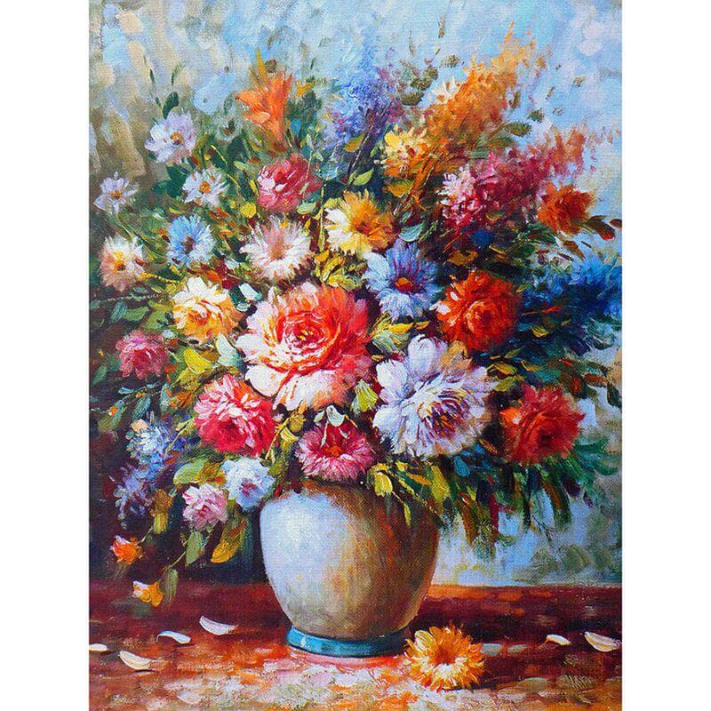 Diamond Needlework Home Decor Diamond Cross Stitch Flowers Bouquet Round Drill Diamond Embroidery 20X30CM