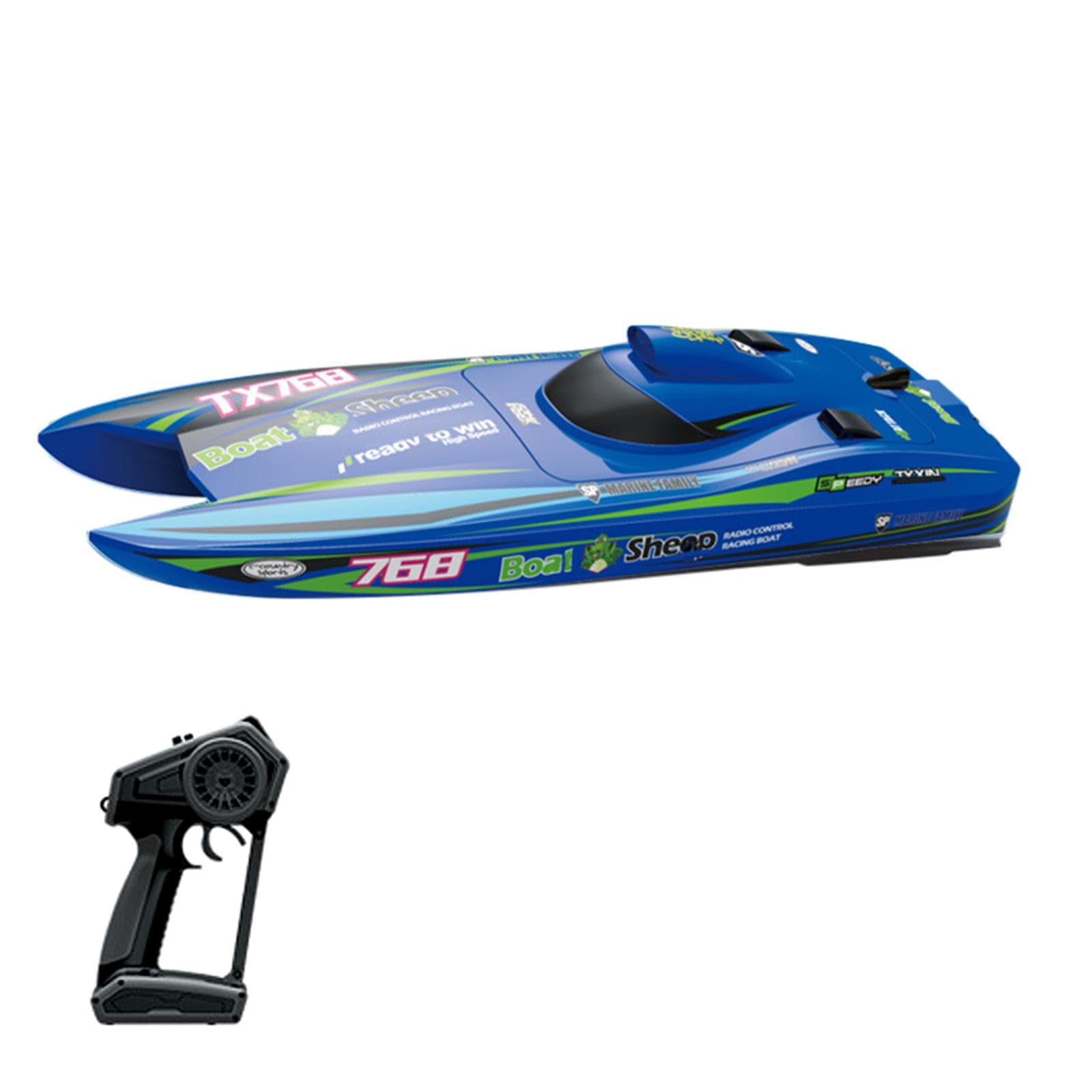 Remote Control Boat 2.4GHz High Speed 30km/h Brushless Turbojet Speedboat Remote Control Ship 1 battery blue