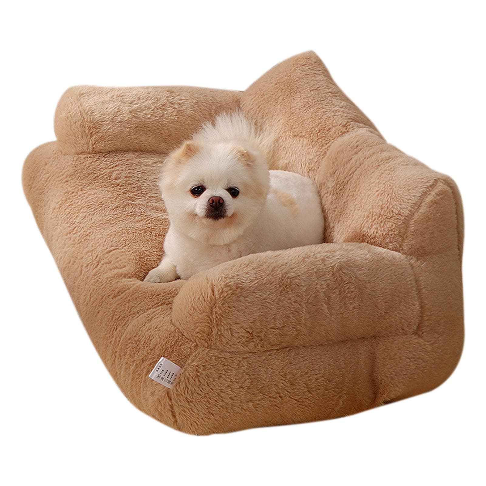 Cat Bed Ultra-Soft Plush Material Dog Cat Beds for Indoor Cats Cat Sofa Relieve Muscle and Joint M coffee