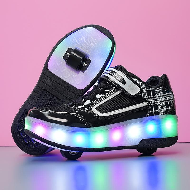 New Runaway Shoes LED Charging Pulley Shoes Men and Women Children Adult Wheel Shoes Roller Skates 30