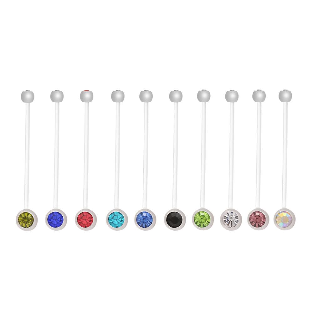 10PCS Navel Belly Button Ring Pregnancy Maternity Flexible Clear Long Belly multicolour