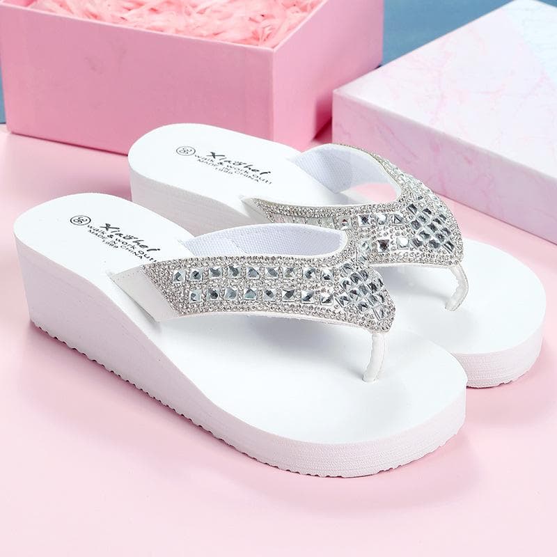 Flip Flop Women Platform Flip Flop 2024 Summer Bathroom Slippers Outdoor Beach Shoes Light Sandals Slides Women Shoes for Girl 38 white