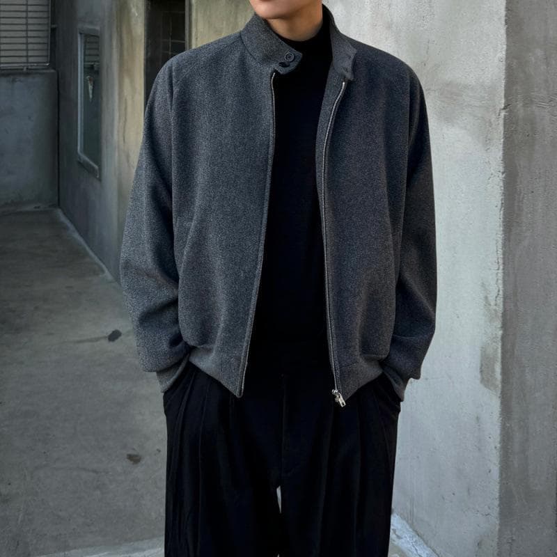 Light Mature Style Stand Collar Jacket Men's Autumn and Winter Thickened Top Korean Style Trendy High-end Casual Jacket 2XL